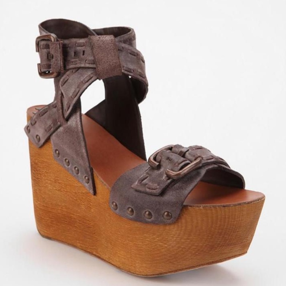 Joe's Jeans Bliss Wooden Platform Wedge Sz 8.5